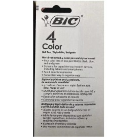 BIC 4 Color Stylus + Ballpoint Pen Grip Medium Point Black Red Green Blue 51869