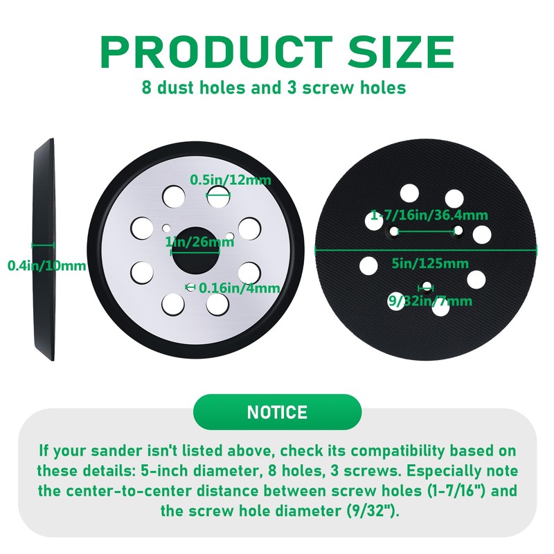Replacement Sander Pads for Dewalt, 5" 8-Hole Orbital Sanding Replacement