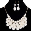 Qlavoca Teardrop Floating Statement Necklace Earrings Bubble Layer Chucky Rib