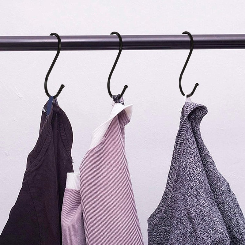 S Hooks for Hanging Clothes (10 Pack), Stainless Steel S