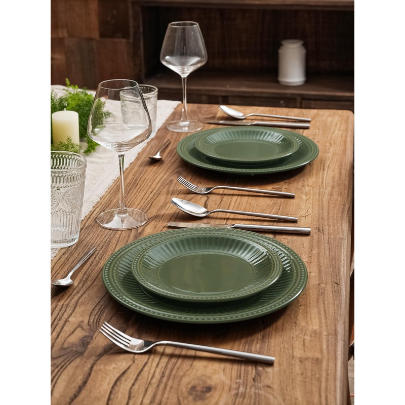 Famiware Garden Plates and Bowls Set, 12-Piece Dishes Set for
