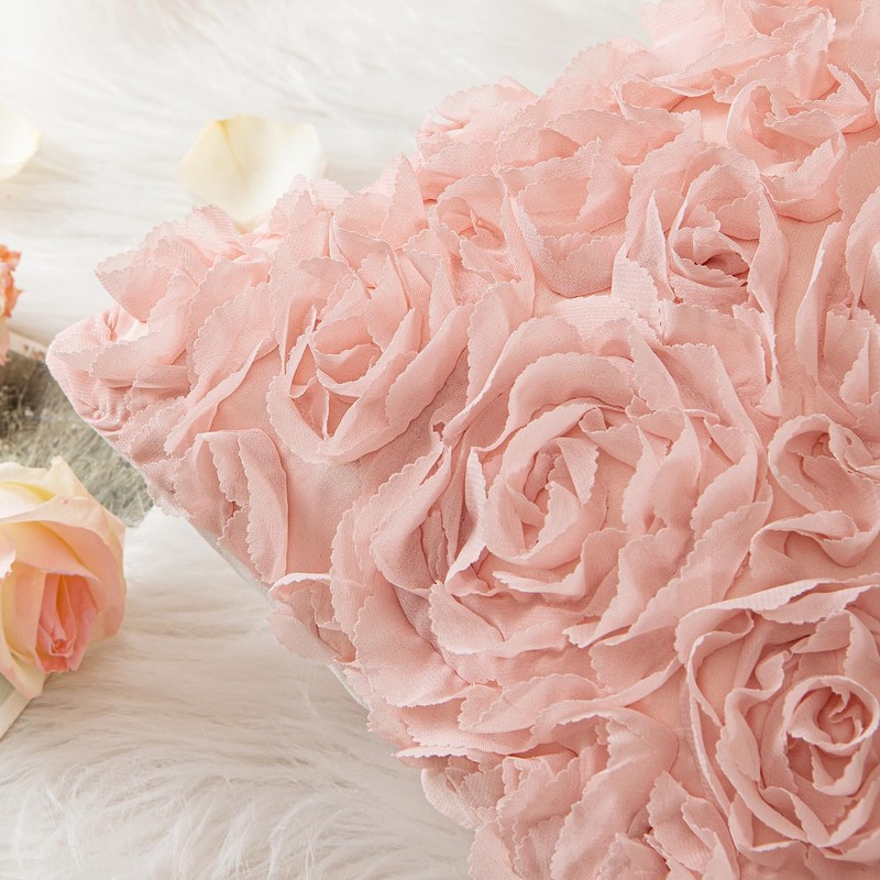 MIULEE Decorative Rose Flower Pillow Cover Pack of 1 Peach