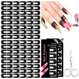 SAVILAND Nail Polish Protector for Fingers: 100PCS U V Protection U-Shaped Nail Protector Cuticle Protector for Nails Painting Peel Off Nails Tape for Airbrush Gel Polish Nail Art