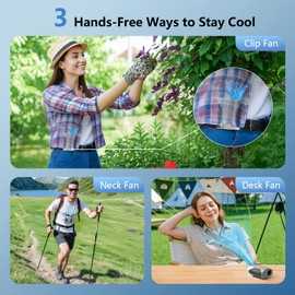 Minthouz Portable Fan, Hands-Free Waist Clip & Neck Fan with 100-Speed Adjustment, 36000RPM Strong Airflow, USB-C Fast Charging, 4500mAh Battery for Hiking, Cycling, Workout & Outdoor Activities