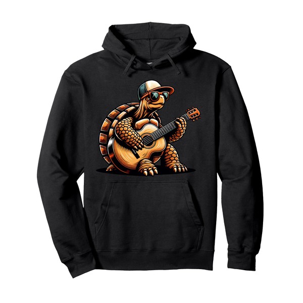 Cool Turtle Playing Acoustic Guitar With Sunglasses Pullover Hoodie