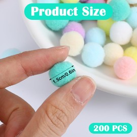 200 Pieces Pom Poms Balls for Crafts, 0.6 Inch Pompom Ball, Multicolor Fuzzy Ball for Crafts, Fuzzy Pompom Puff Balls for DIY Arts, Craft Making Decorations Projects, Home Party Decorations