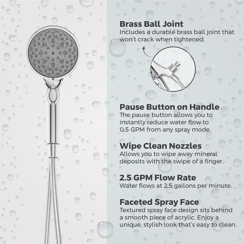 Pfister HydroFuse Handheld Shower Head, Hose Included, Magnetic Docking, 6-Function,