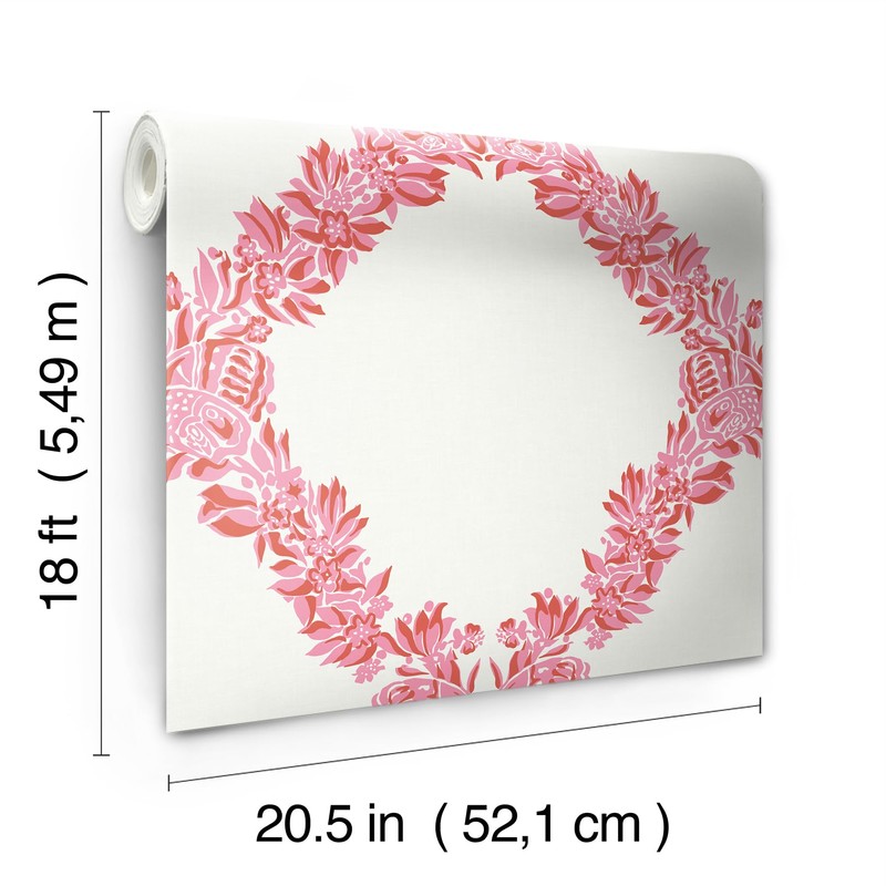Scalamandre Valentino Wreath Peel & Stick Wallpaper, Pink