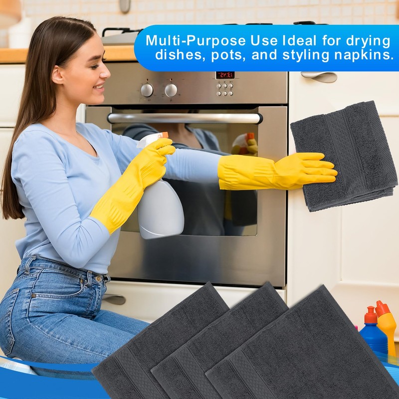 INFICRIME 6 Pack 100% Cotton Wash Cloth, 13x13 Inch Highly