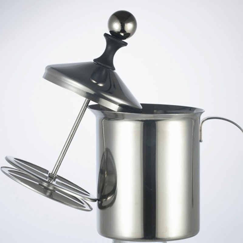 400cc Manual Milk Creamer Frother Double Layer Filter Stainless Steel