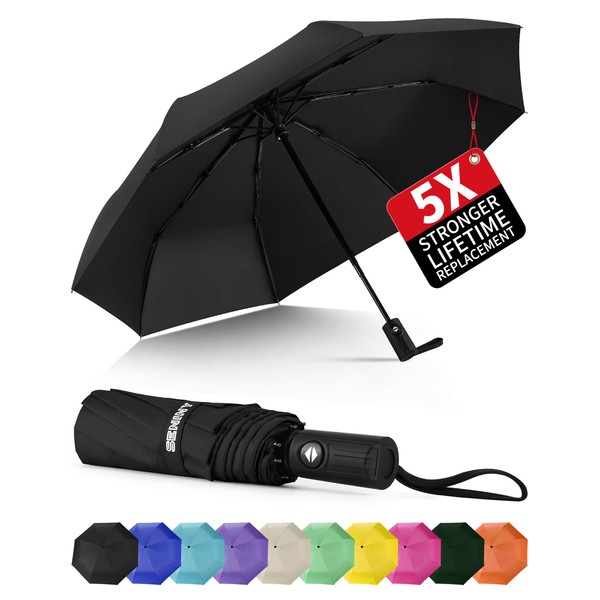 Seniny Windproof Travel Umbrella, Automatic Umbrellas for Rain, Portable &