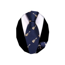 Barry.Wang Corbata para niño de seda regular, diseño de rayas sólidas, con bolsillo cuadrado, Guitarra azul, Talla única