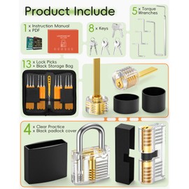 Eventronic Lock Picking Set, The Perfect Lock Picking Set for Beginners, Professionals and Locksmiths, 36-Piece Lock Picking Set with 4 Transparent Training Locks and Manual (English Language not