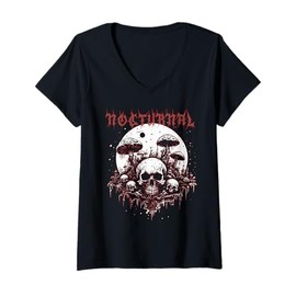 Womens Nocturnal Skull Reaper Art for Goths Emo Gothic Apparel V-Neck T-Shirt