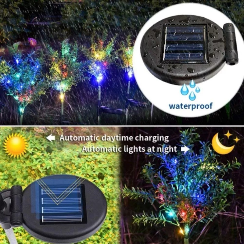 NineFox Paquete 2 Luces Solares Para Jardín 15 Led Multicolor