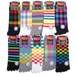 Men's 5 Toe Socks, Set of 10 Pairs, Vivid Color Series