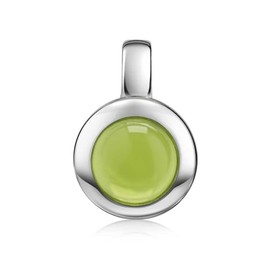 MATERIA by Matthias Wagner Women's Gemstone Pendant 925 Silver Round with Chain, Sterling Silver, Peridot