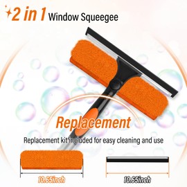 26FT High Window Cleaning Kit with Pole, 2 in 1 Window Squeegee for Window Cleaning,5-20FT Professional Window Cleaning Kit with Pole,180°Rotatable Squeegee for Indoor/Outdoor High Windows,Home,Car
