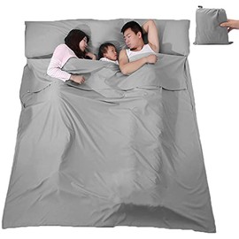 V VILISUN Sleeping Bag Liner, Lightweight Portable, Soft Travel and Camping Sheet, with Compact and Carry Bag, for Travel, Hotel