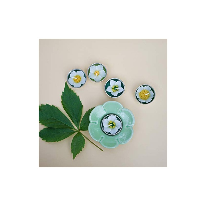 Assorted 8 Handmade White Garden Flower Scented Tealights