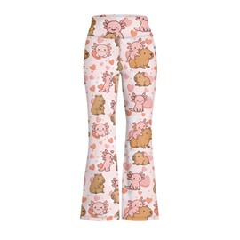 Pointodoor Capybara Axolotl Floral Yoga Pants for Girls Cute Clothes High Waist Long Skinny Flare Leggings Soft Wide Leg Sweatpants for 5-14 Kids Capybara Outfit