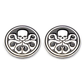 2Pcs 3D Hydra Skeleton Skull Octopus Animal Hot Metal Stickers Car Styling Motorcycle Accessories Badge Label Emblems Car Stickers (Silver)
