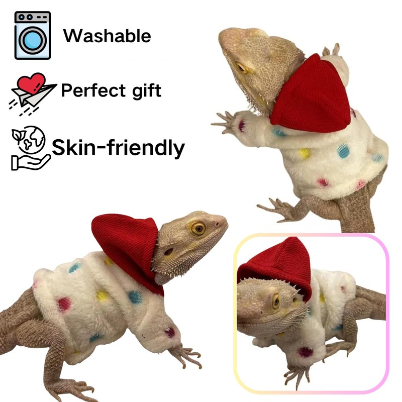 Lizards Clothes for Bearded Dragon Cotton Hoodies Leopard Gecko Costume,