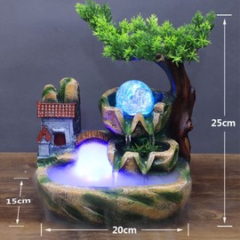 Tabletop Fountain, Mini Rockery Waterfall Fountains with Color-Changing Desktop Atomizing Humidifier Fountain for Home Office Bedroom Desk Decoration
