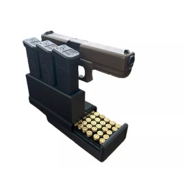 Unbranded 9mm Handgun Display Stand, Magazine and Ammo Holder - Mount Rack (Doublestack)