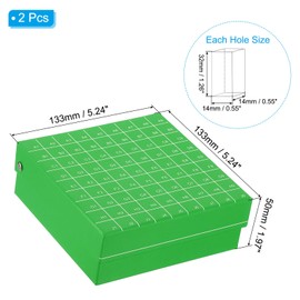 PATIKIL Cardboard Freezer Box, 2Pcs 81 Places Tube Rack Water Ice Resistant for 1.5/1.8/2.0ml Micro Centrifuge Tubes Tubes, Green