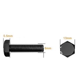 binifiMux M8-1.25 x 20mm Hexagon Bolts Hex Head Screws, 8.8 Grade Alloy Steel, Black Oxide Finish, Pack of 40