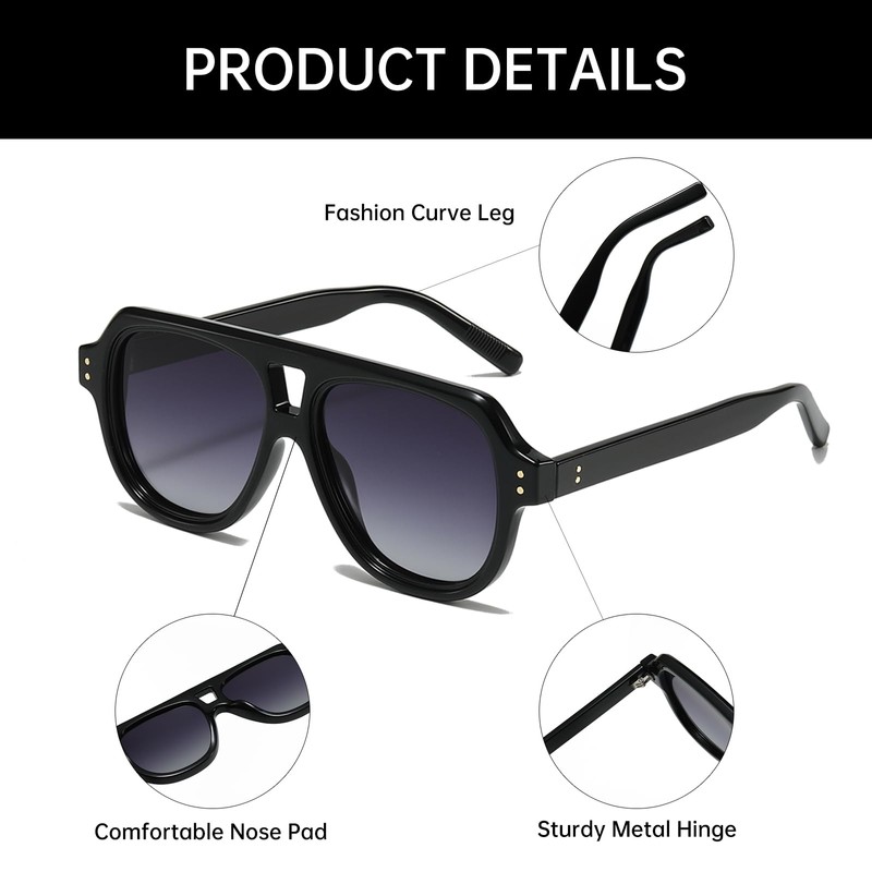 YAMEIZE Polarised Sunglasses Men Women Retro 70s Vintage Rectangular Sunglasses