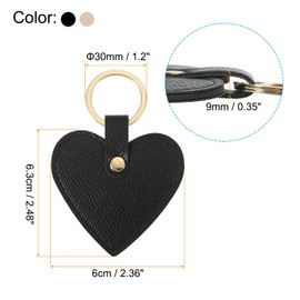 PATIKIL Heart Leather Keychains, 4 Pack Heart Leather Key Fobs with Key Rings Keychain Holder for Wedding Gifts Party Favors ID Card, Black Pink