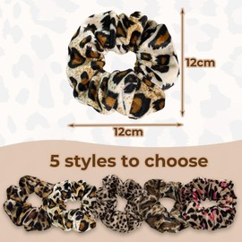 Pack of 5 Leopard Print Retro Hair Bobbles Elastic Hair Ties Women Hair Accessories Hair Fixing Hair Ties Fashion Hair Accessories