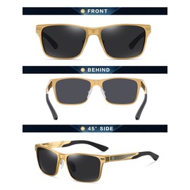 DUCO 8207 Men's Sunglasses, Polarized Driving, Sunglasses, For Fishing, Premium Carbon Fiber Material, Wellington Sunglasses for Men, UV Protection, Stylish, gold black