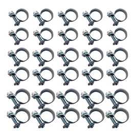 30Pcs 1/4" 5/16" 3/8" Fuel Injection Gas Line Hose Clamps, Stainless Steel Adjustable Fuel Line Clamp Clip, Pipe Clamp Assortment Kit for Automotive, Diesel Petrol Pipe