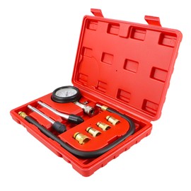 8 PCS Professional Petrol Gas Engine Cylinder Compression Tester Gauge Kit Auto Tool, for Automotive Gasoline Petrol Gas Engine Diagnostic HW0130