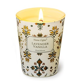 HomeLights Soy Wax Candles for Home Scented, 1-Wick Candles in Lavender Vanilla Scented, Aromatherapy Candles Gift for Parties, Relaxing, Bohemian Natural Textures, 6.7oz