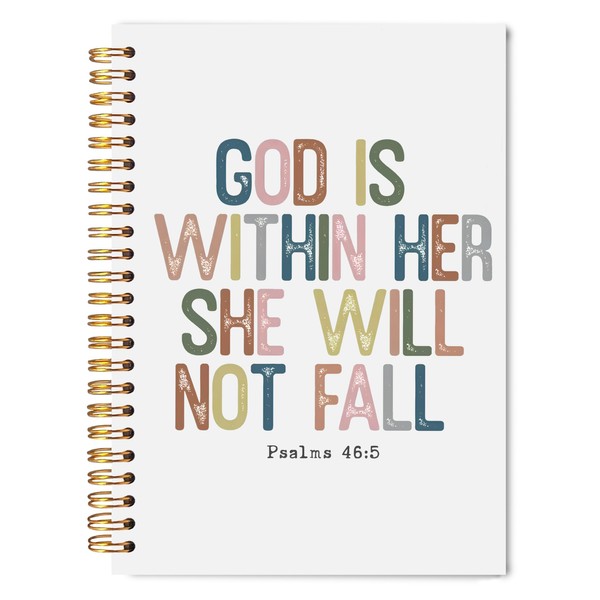 Welshower Inspirational Christian Notebook Journal 5.5x8.3, God is Within Her