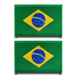 Pack of 2 Brazil Flag Patch Removable Patches with Embroidery Closure Tactical Military Patch Application for Bags Backpacks Vest Dog Harness Outdoor Clothing Jacket Jeans