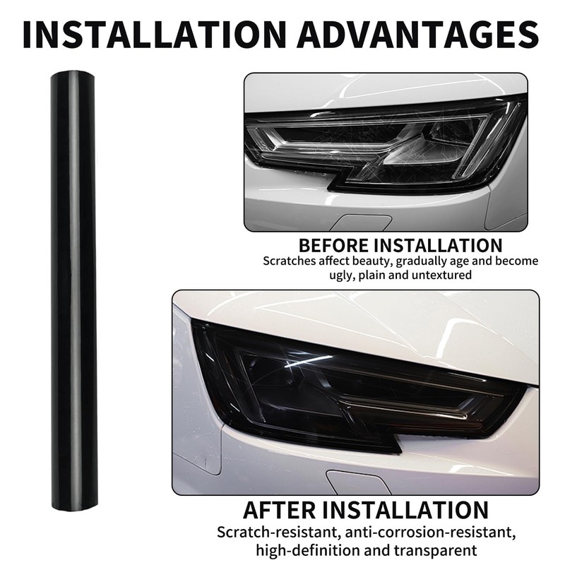 Car Headlight Tint Film 12x48 inches Smoke Vinyl Taillight Sticker
