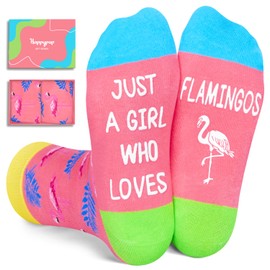 HAPPYPOP Funny Flamingo Gifts for Girls - Funny Pink Flamingo Gifts, Crazy Animal Socks for 7-9 Years Kids