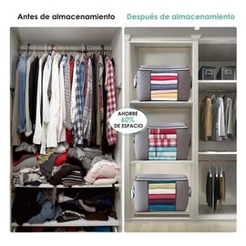 Bolsa de almacenamiento plegable Bolsa de almacenamiento de colchas Bolsa de tela gruesa con ventanas transparentes y asas duraderas Guarde ropa, mantas, edredones y juguetes 90L, 4P