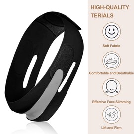 XBFOCNH V Gesichtsmasken,Wiederverwendbare V-Linienmask, für Doppelkinn und schlaffe Gesichtshaut,Geeignet für alle Gesichtsformen,Schwarz