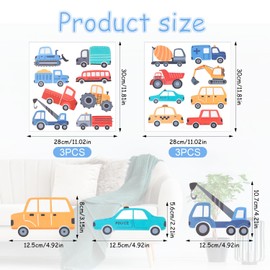48pcs Construction Vehicles Wall Decals, Transportation Cars Wall Stickers Vehicles Excavator Crane Trucks Peel and Stick Wall Decors for Boys Kids Babies Nursery Room Bedroom Playroom Decoration