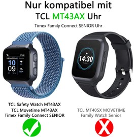 BESINPO Straps Compatible with TCL Safety Watch MT43AX / Anio Care+ Seniors / TCL Movetime MT43AX Safety Watch, Soft Sport Braided Adjustable Replacement Straps Men Women Blue
