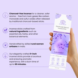Divine Belief Lavender Incense Sticks - 100% Natural, Handmade, Hand-Dipped - Organic, Charcoal-Free for Purification, Relaxation, Positivity, Yoga, and Meditation - 130 Sticks (200g)