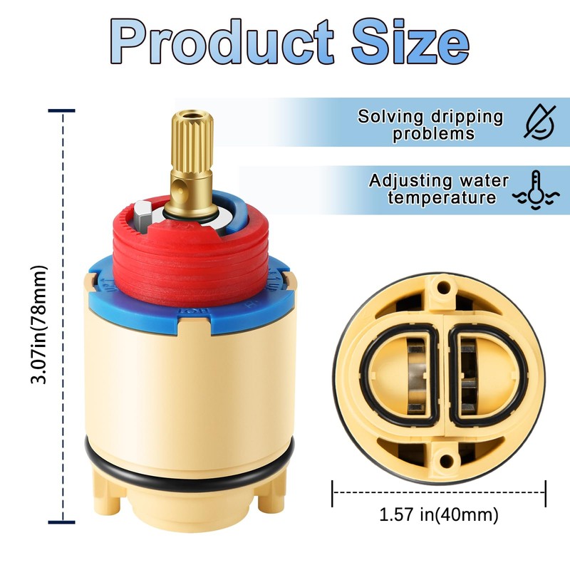 OP-340009 Pressure Balance Ceramic Cartridge, Shower Cartridge Replacement, for Tub/Shower