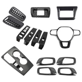 Fancemot 14 Pcs Carbon Fiber Interior Decor Kits Compatible with Honda Civic 11th Gen 2022-2024, Front Air Outlet Cover Steering Wheel Cover Window Lift Switch Cover Centre Console Panel Cover