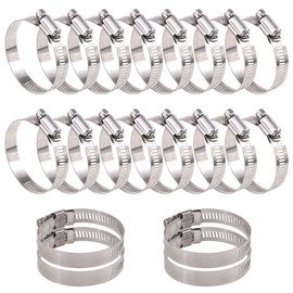 Glarks 20Pcs 304 Stainless Steel Adjustable 40-63MM Range Worm Gear Hose Clamps Assortment Kit, Fuel Line Clamp for Water Pipe, Plumbing, Automotive and Mechanical Application (40-63MM)